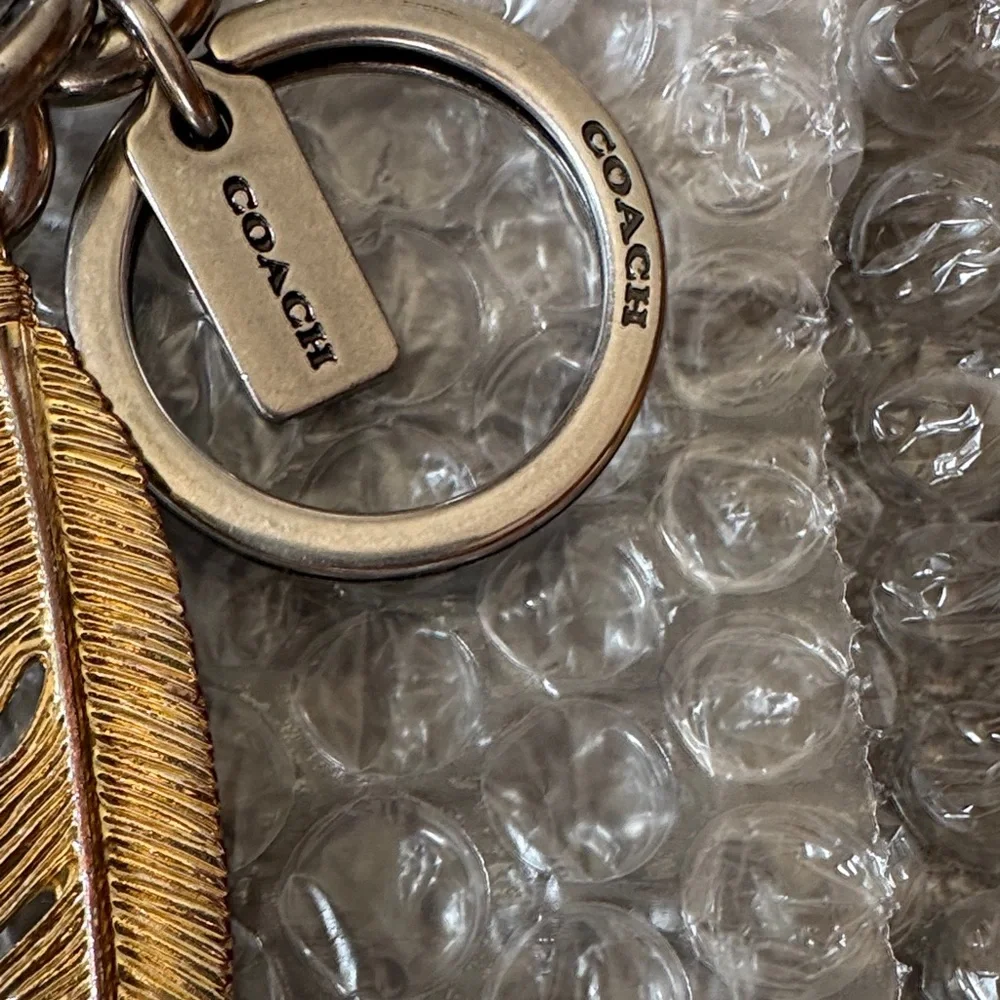 Coach RARE  Metallic Feather Keychain - Picture 3 of 8